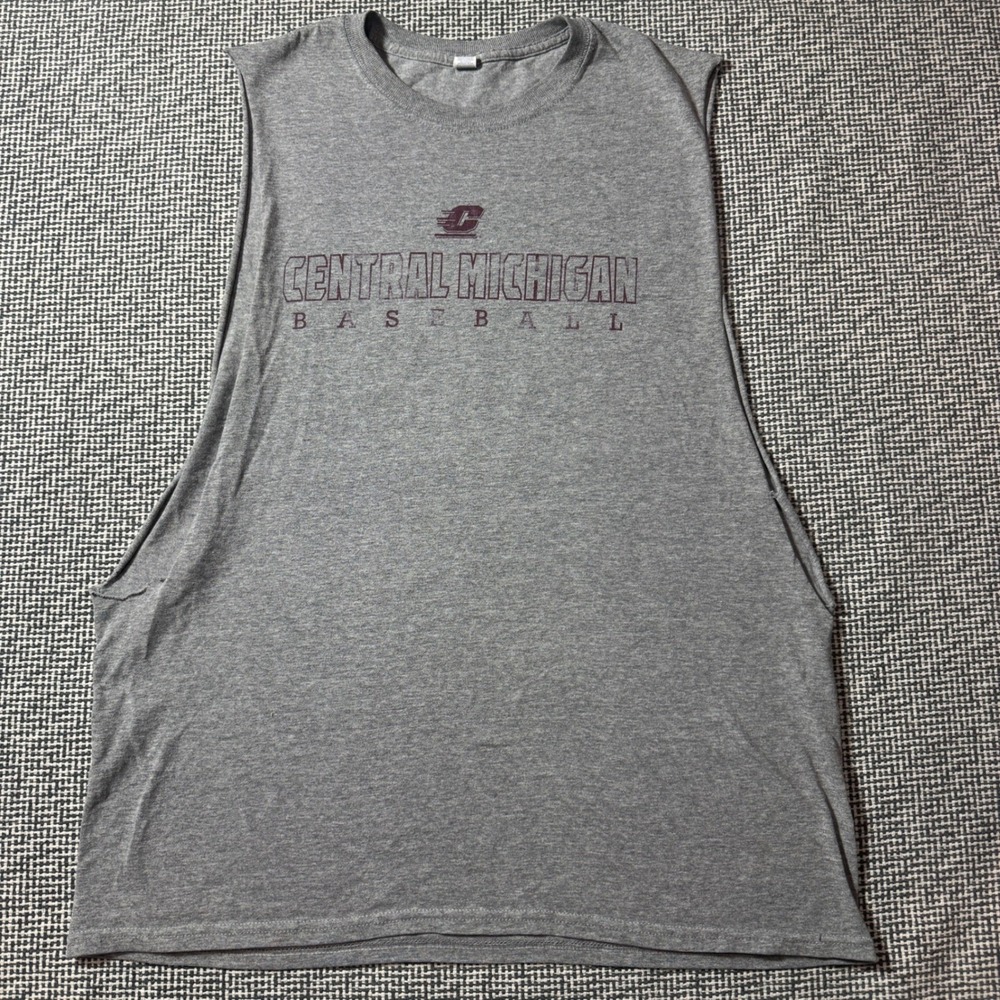 Central Michigan Baseball Muscle Tee Mens Large Gray Sleeveless Shirt NCAA 64